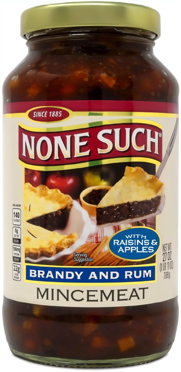 None Such Brandy and Rum Mincemeat jar fruit filling with raisins and apples